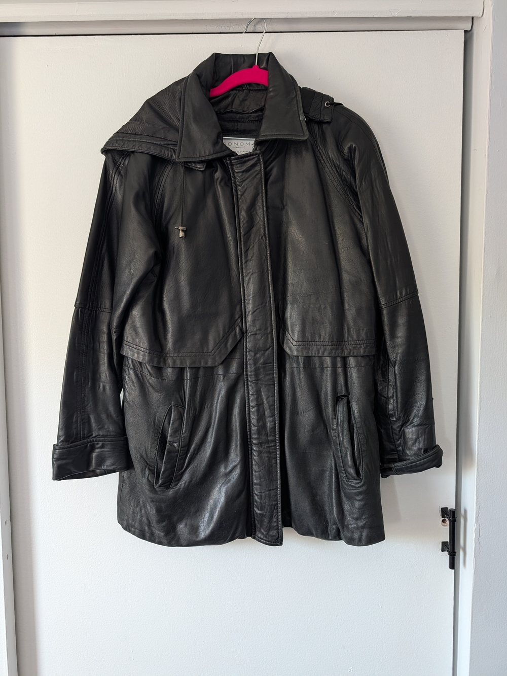 Sonoma Black Lambskin Leather Hooded Coat Jacket S Super Soft